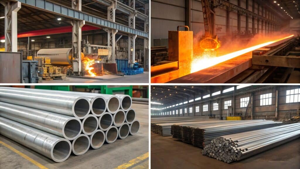 An illustration showing the four main types of forging processes.